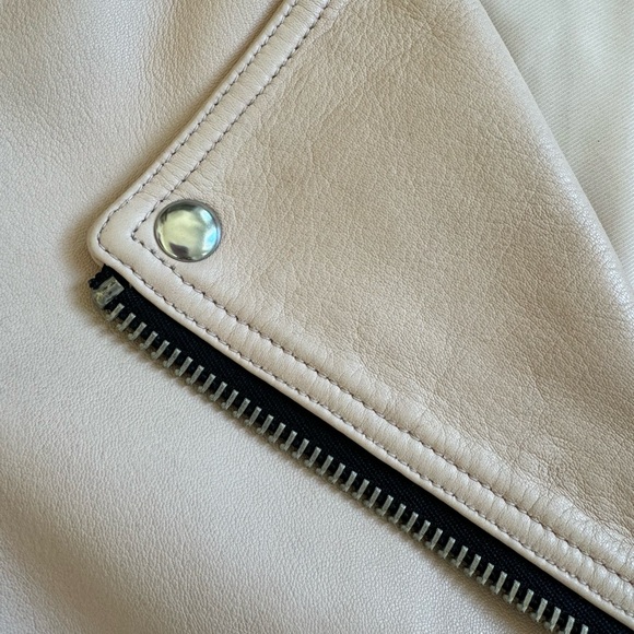 All Saints Dalby Slim Fit Biker Jacket Lamb Leather Blush pink Size 2 Zipper - Picture 5 of 15